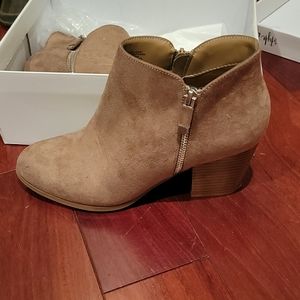 Camel suede booties